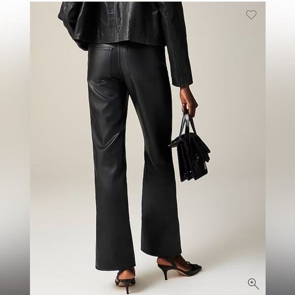 J.Crew Petite slim wide-leg pant in faux leather - Picture 2 of 5